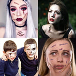 Halloween Temporary Scar Tattoos Sticker Realistic Bloody Wound Scab Body Face Decals for Makeup Masquerade Cosplay Party Prop