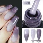 Mtssii 7ml Changing AurorasThermal Rubber Base Gel Nail Polish Nude Purple Glitter Sparking Long Lasting Manicure Art Varnish