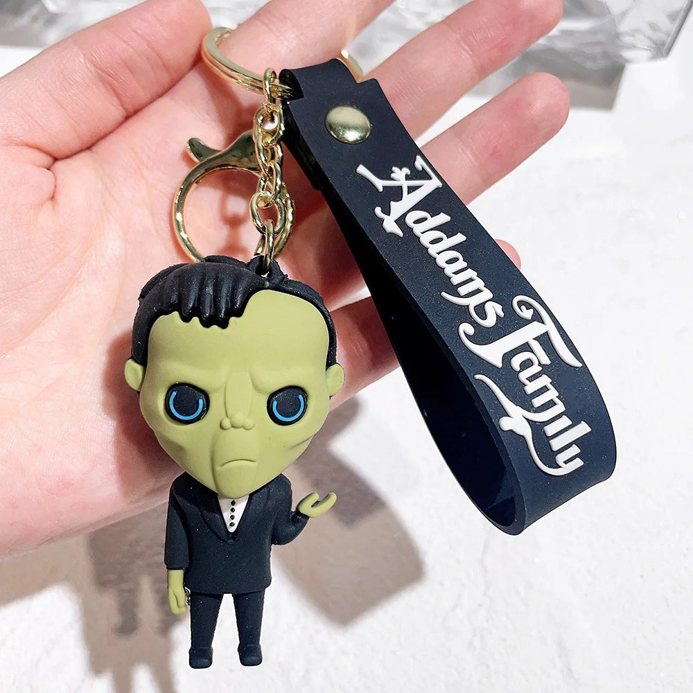 Horror Wednesday Addams Silicone Keychain Toy Thing Hand Home Decor Keychain Doll Schoolbag Pendant Halloween Toy Costume Props