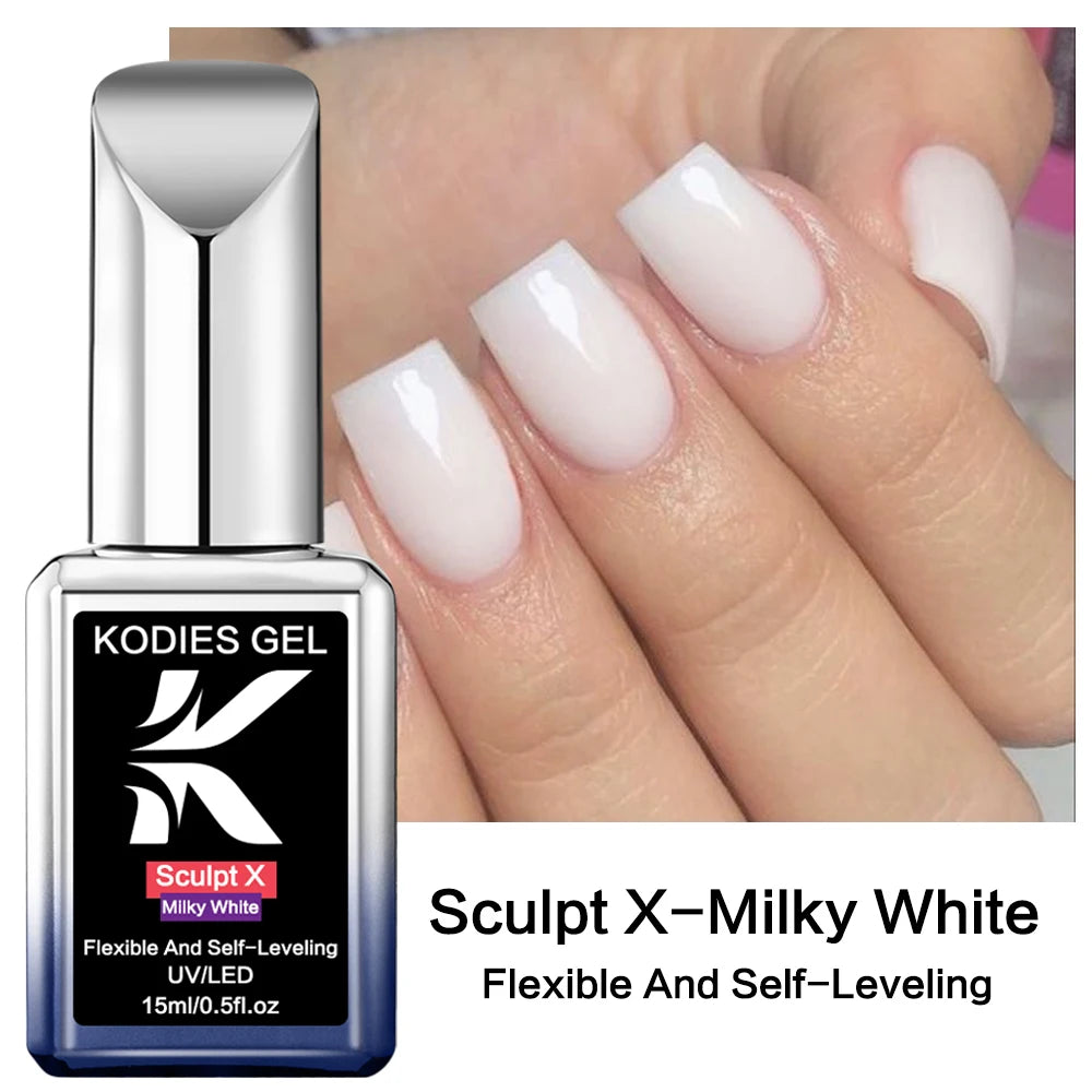 KODIES GEL Builder Nail Gel in a Bottle Milky Pink 15ML Brush on Builder Extension Gel Polish Soak Off French Manicure Hard Gel