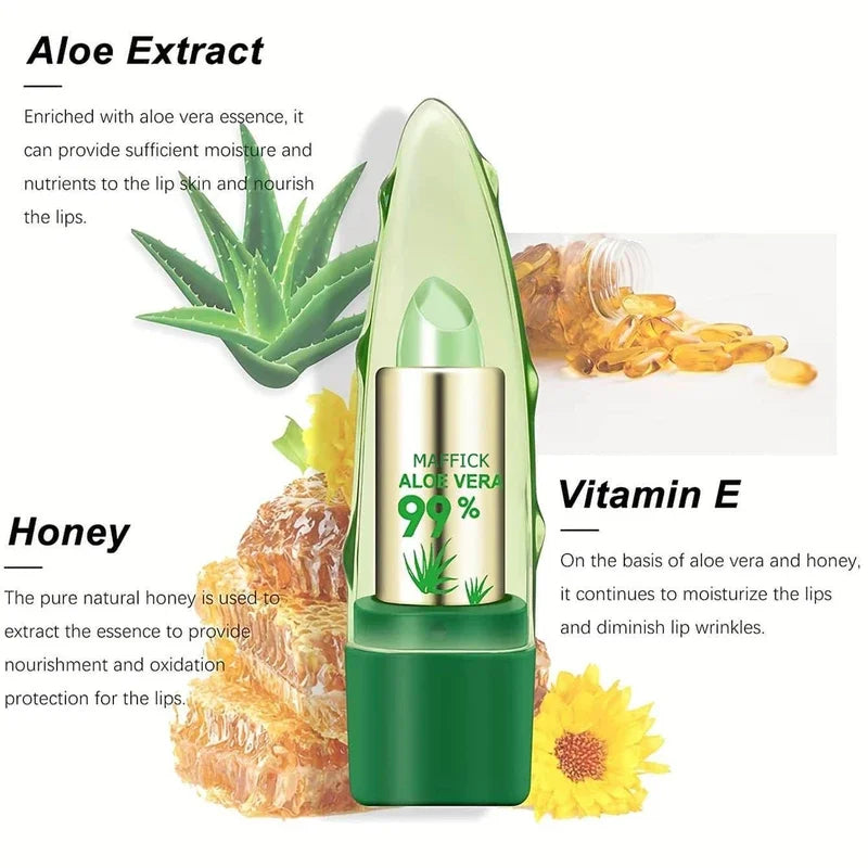 1PC Moisturizing Aloe Vera Lipstick Discoloration Lip Care Nutritious Plumper Lip Balm Magic Cosmetic Makeup Lip Beauty Care
