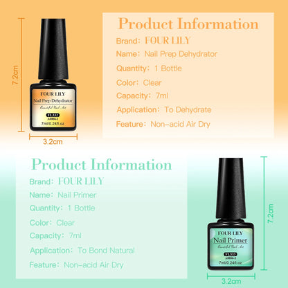 7ml Nail-Primer & Prep Dehydrator Gel Nail Polish 28 Days+ Long-Lasting No Need UV LED Lamp Nail Gel Base Top Coat Varnishes