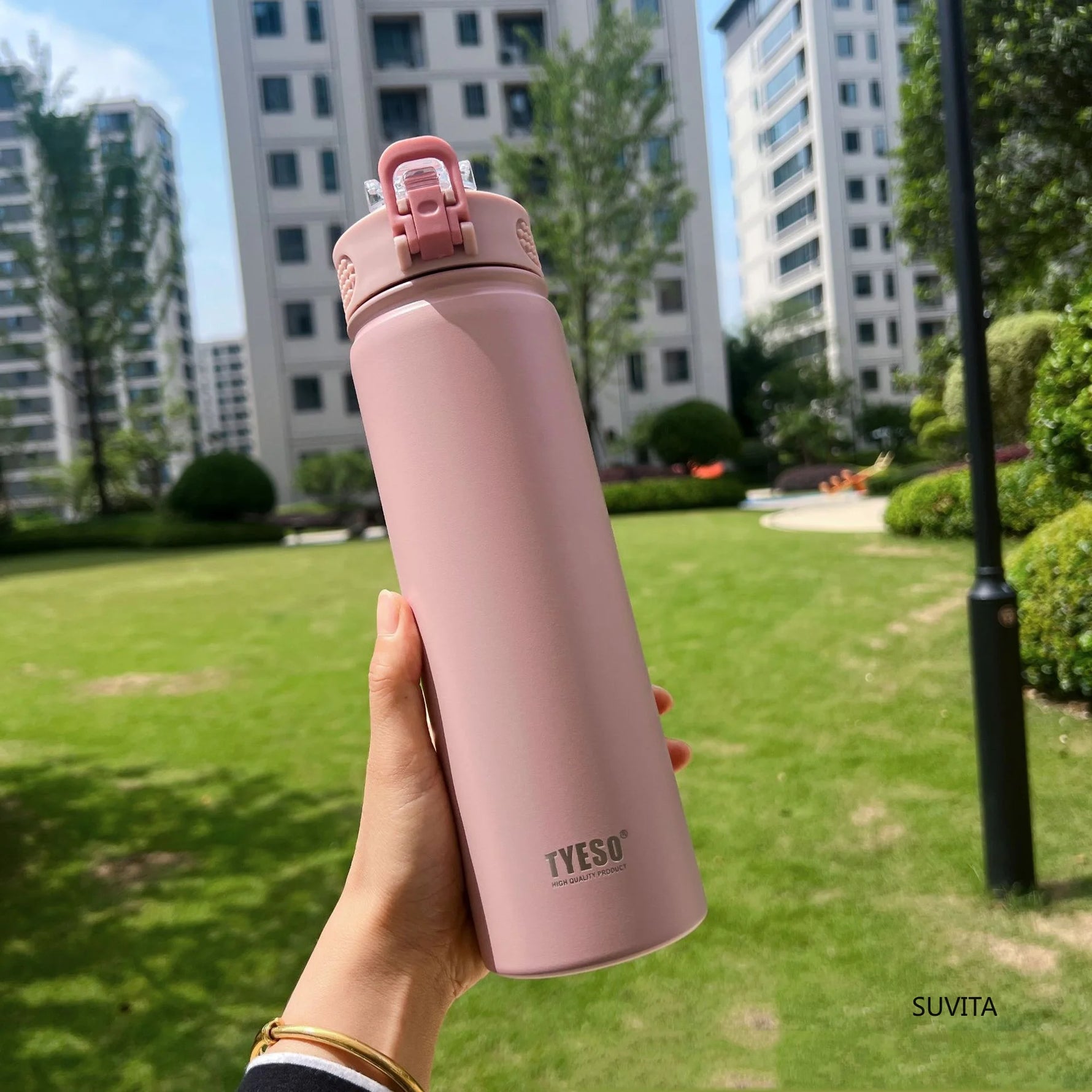 TYESO 600ML/750ML Thermos Water Bottle With Straw Stainless Steel Car Thermal Sports Cup Keeps Cold and Heat Thermal Travel Mug