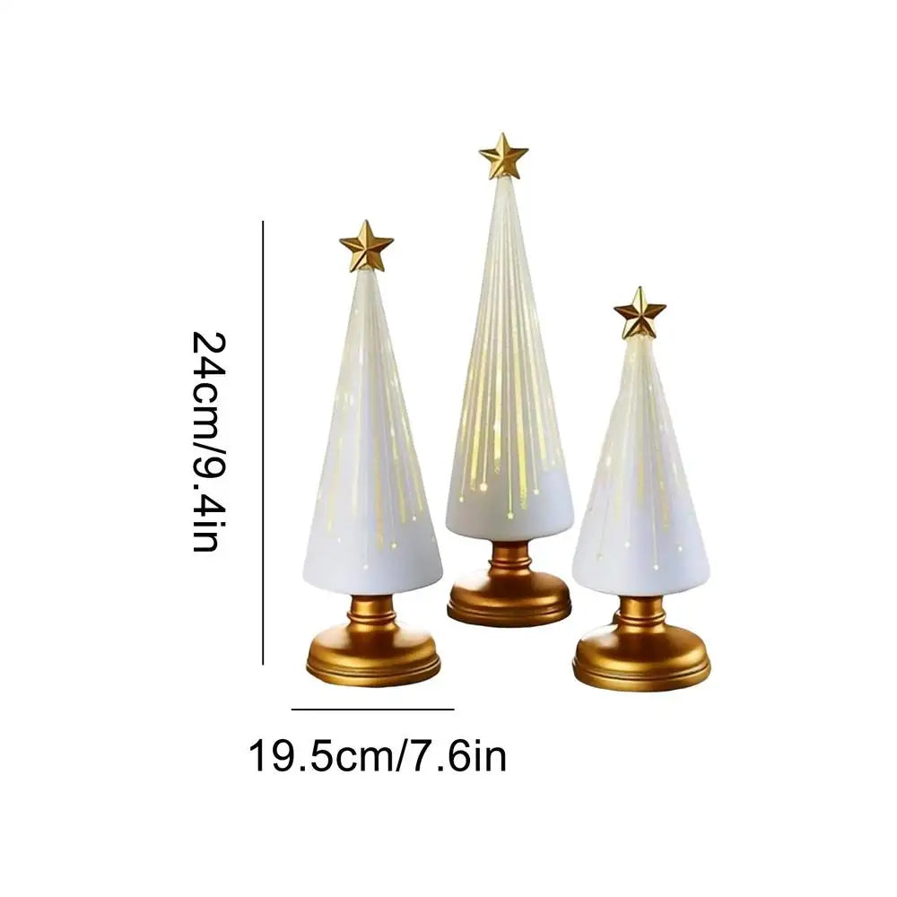 Table Christmas Tree 3 Pieces Christmas Sculpture Indoor Resin Star Tree Figurine For Home Room Winter Party Decorations Table