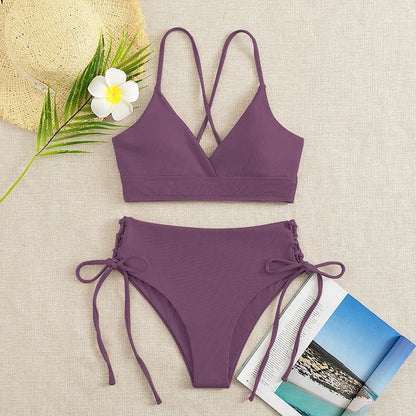 Cikini V-hals split bikiniset voor dames