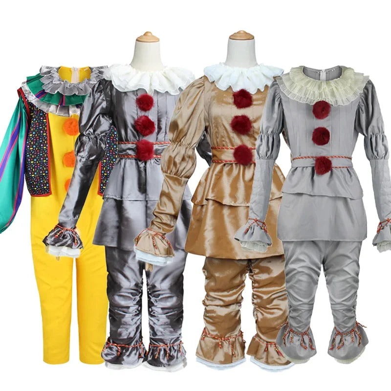 Movie Cosplay Pennywise Clown Cosplay Costume Halloween Adult Carnival Party Stage Performance Villain Vintage Clothing Set