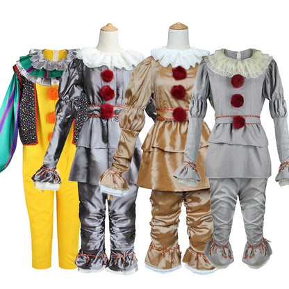 Movie Cosplay Pennywise Clown Cosplay Costume Halloween Adult Carnival Party Stage Performance Villain Vintage Clothing Set