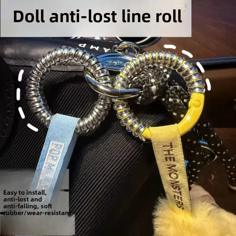 2Pcs/Lot Labubu Anti Drop Buckle Silicone Rope Keychain Protection Ring Colorful Winding Fixed Anti Drop