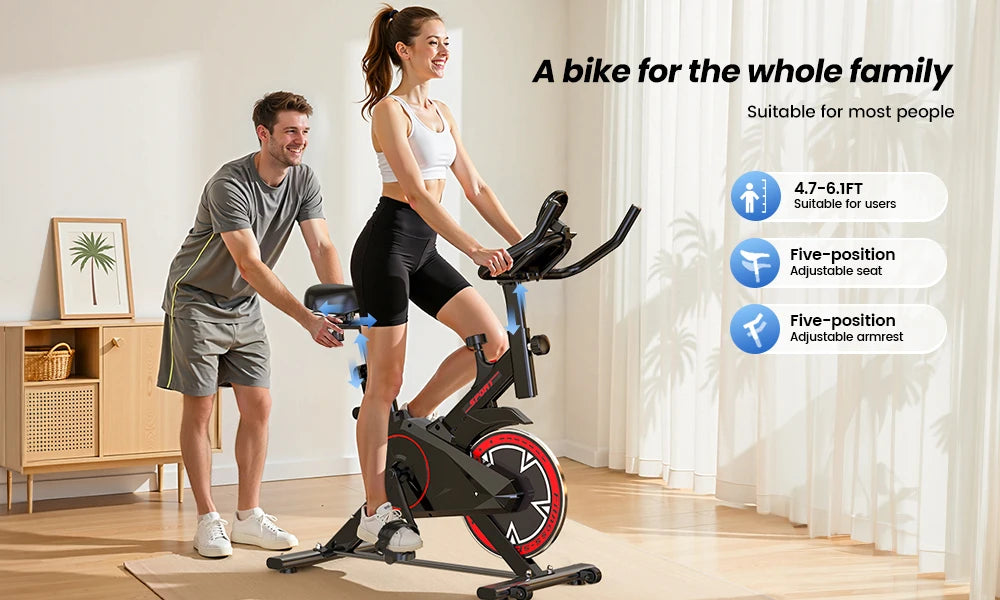 Indoor Exercise Bike 4kg Flywheel Quiet Belt Drive Spin Bike with Adjustable Resistance & LCD Display for Home Cardio Training