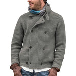 Men Sweater Coat Spring Solid Color Cardigan Straight Knit Coat Male Casual Long Sleeve Double Breasted Turn-down Collar Sweater
