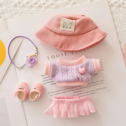 Labubu Doll Clothes Tulle Skirt Set Stylish Outfit Replacement for 17cm Ropa Labubu Dolls Accessories