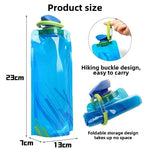Foldable Water Bottles Flexible Reusable Travel Water Bottle Plastic Water Pouch Soft Flask Water Bag With Carabiner Clip