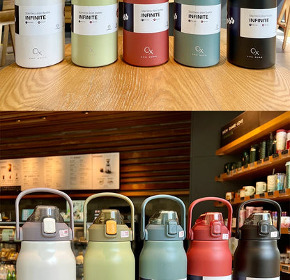 1.3L/1.7L Large Capacity Thermo Bottle Outdoor Mug Stainless Steel Thermos Water Bottle Portable Vaccum Flask Cold And Hot Tumbl