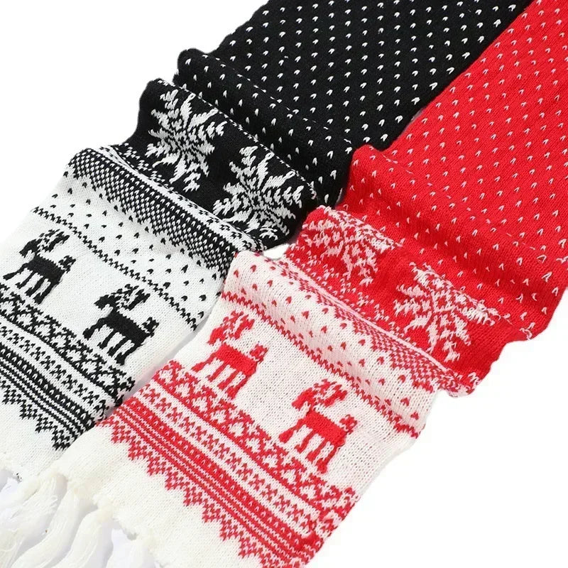 1pc Christmas Red Scarves Cartoon Reindeer Snowflake Warm Scarf Man and Woman Christmas Scarves for Women Sweet Girls Black 2025