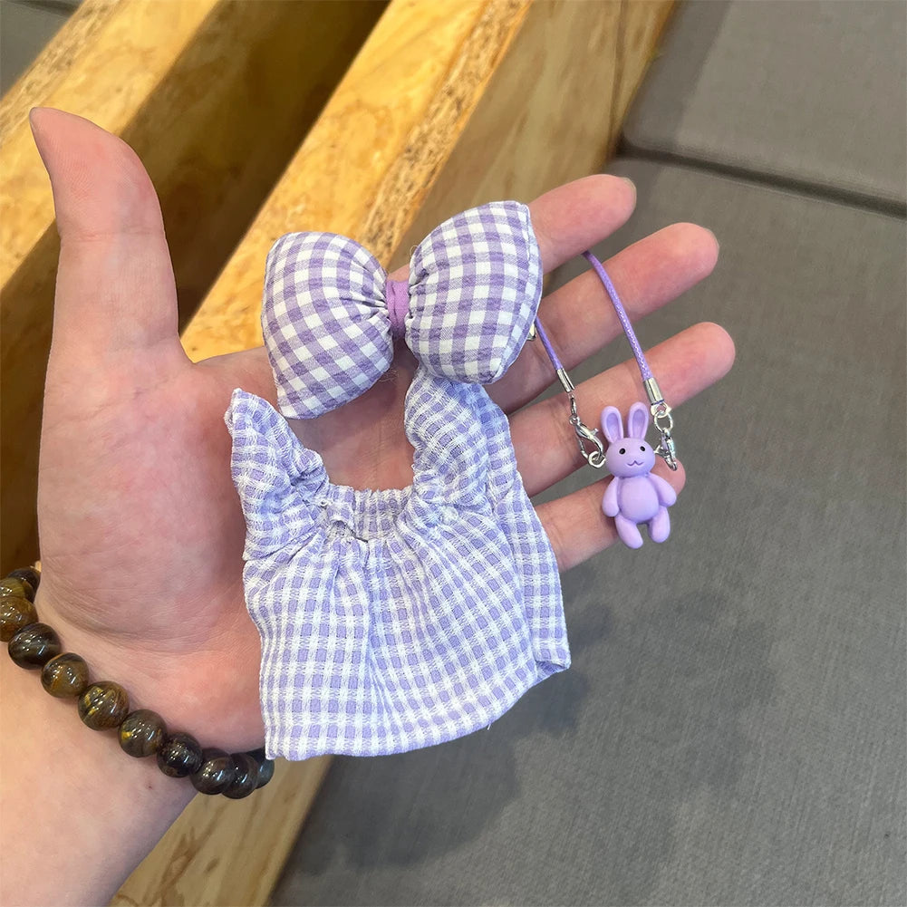 For Korea Kpop Exo Labubu Idol Dolls Jean Dress Big Bowknot Doll Clothes Kids Gift 15-17cm Cute Mini Clothes Doll Accessories