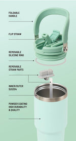 Tyeso Large-Capacity Vacuum Flasks Handle Vacuum Cup Dual-Drink Coffee Mug Stainless Steel Ice Cup Car Bottle Hot Cold Retention