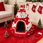 Winter Christmas Tree Cat Nest Handmade /Finished Cat Bed /Winter Warmth Semi Enclosed Dog Nest Felt Cone Pet House 크리스마스 고양이 굴