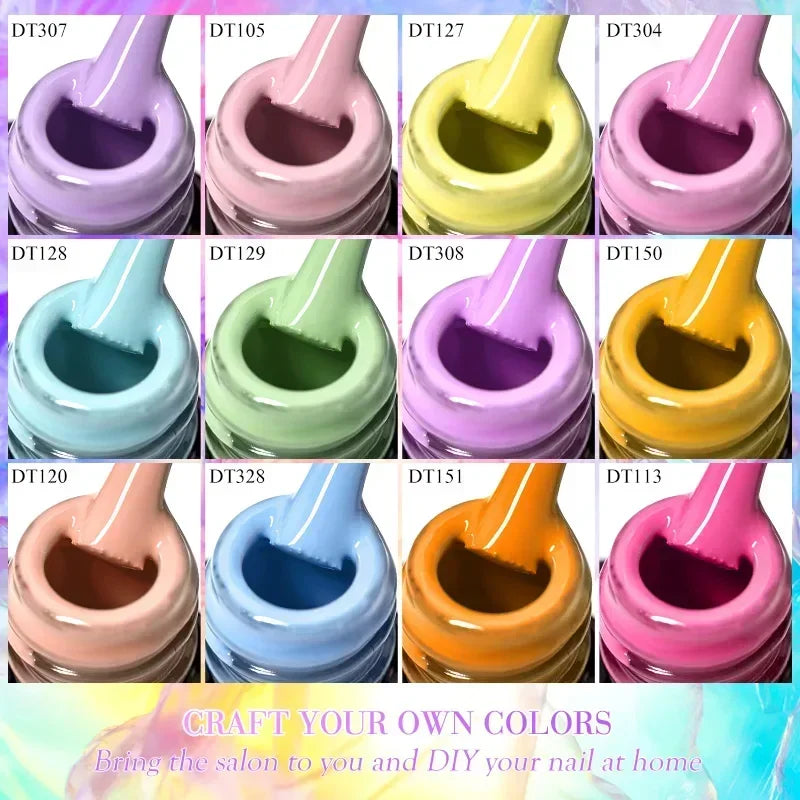 MEET ACROSS 6Pcs Gel Nail Polish Set Pink Red Green Macaron Color Manicure Kit For Nails UV Gel Nail Art Varnish Nail Supplies