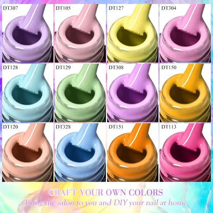 MEET ACROSS 6Pcs Gel Nail Polish Set Pink Red Green Macaron Color Manicure Kit For Nails UV Gel Nail Art Varnish Nail Supplies