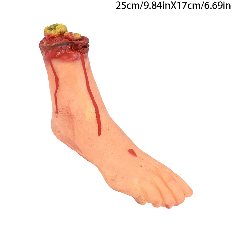 2024 Halloween Fake Human Arm Plastic Hands Foot Bloody Dead Body Parts Outdoor Haunted House Scary Props Halloween Decorations