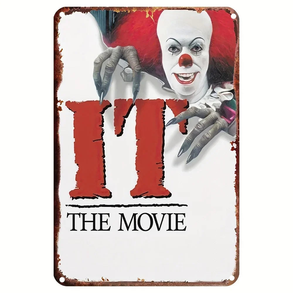 1PC Halloween Metal Sign Horror Movie Theme Shabby Iron Painting Tin Signs Wall Art Man Cave Film Theater Club Home Decoration