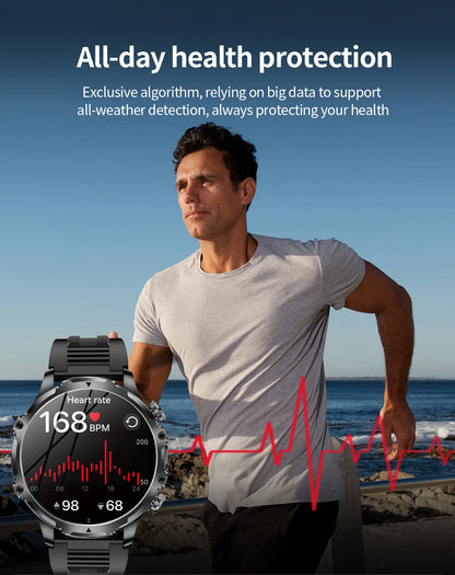 AK75 Smart Watch Flashlight 1.9inch Men Outdoors Sports Fitness Tracker 700mah Large Battery BT Calling LED Light Smartwatch