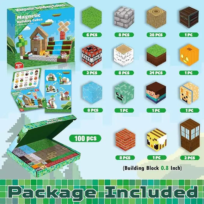 2025 NEW Magnetic Blocks Game Mine Magnet Worlds DIY Toys For Boys Girls STEM Montessori Sensory Cubes Game Toys Christmas Gifts