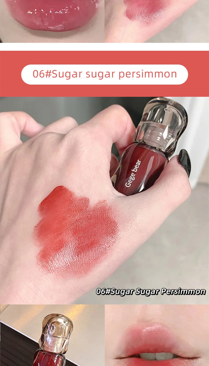 Gege Bear Crystal Gloss Lip Tint — Autumn/Winter Hydrating Formula, Mirror-Gloss Finish, Youthful Plumping Effect