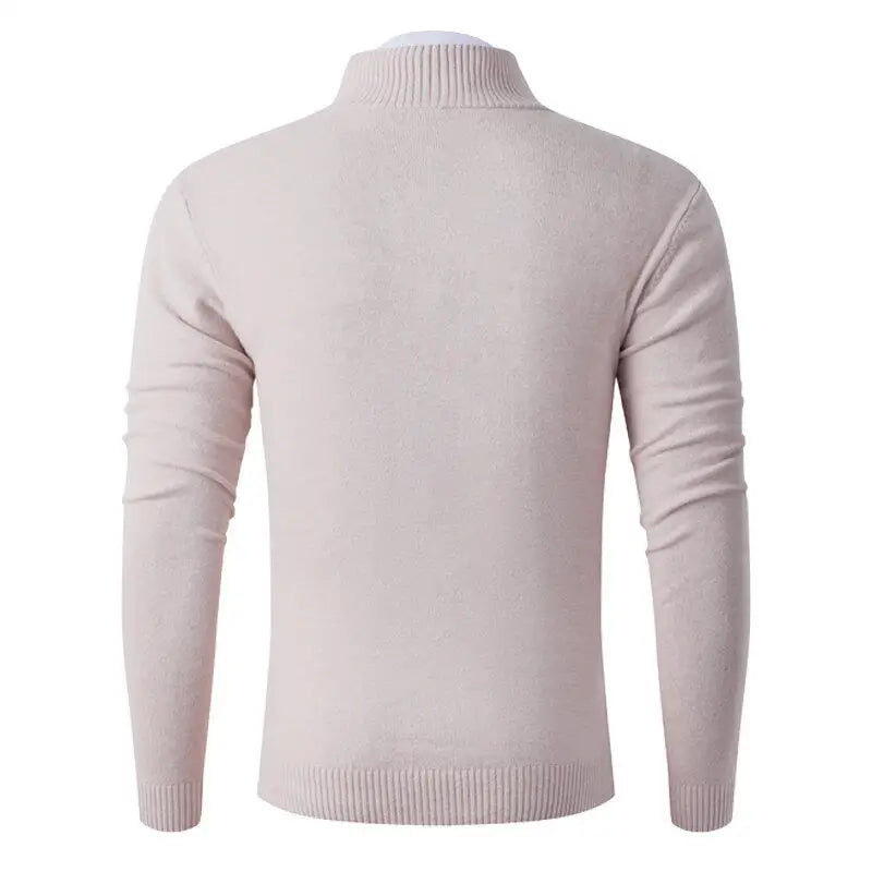 Spring Autumn Men's Smart Casual Knit Pullovers Fashion Half Zipper Stand Collar Solid Color Slim Fit Daily Knitted Sweater Men