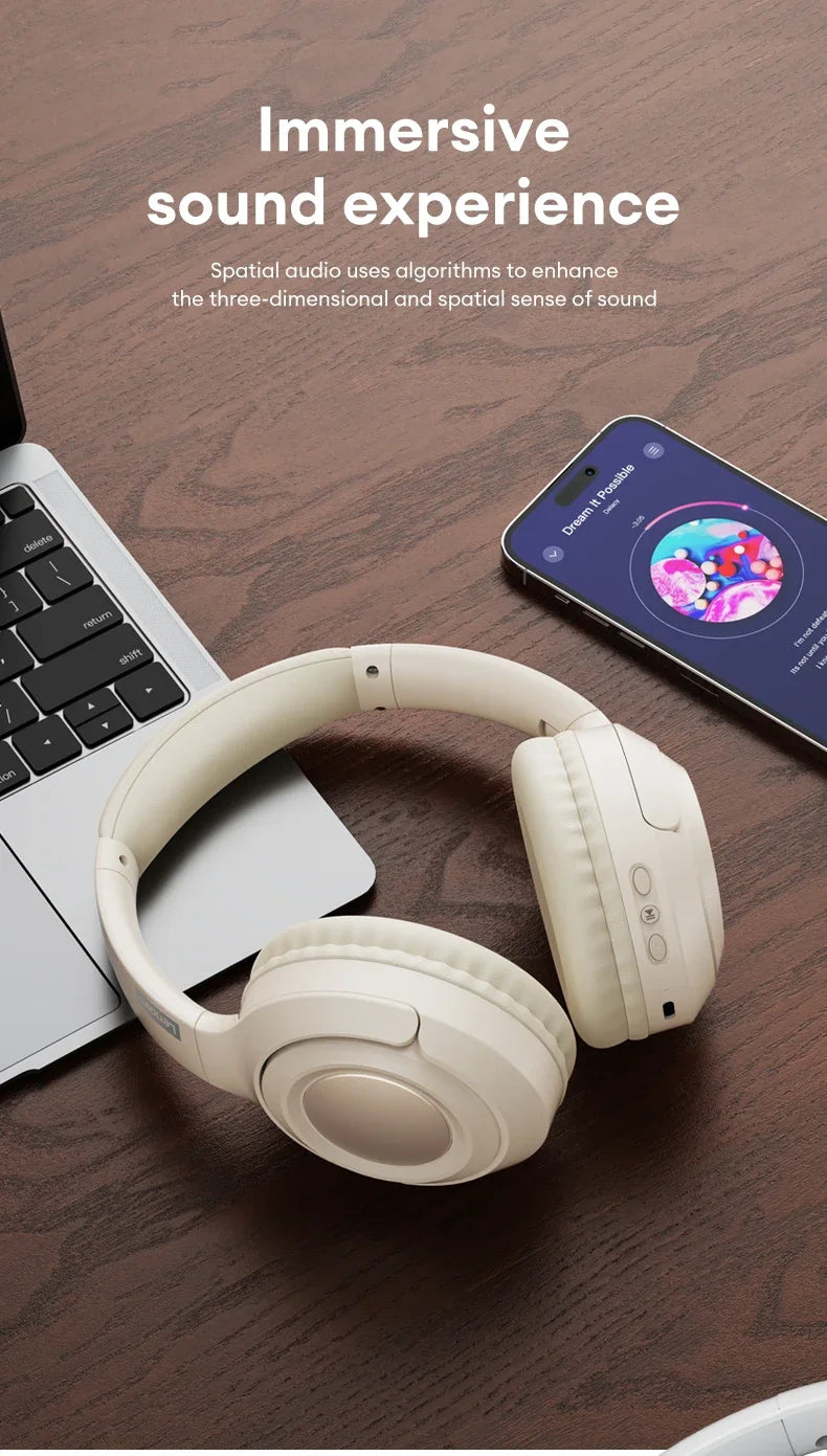 Original Lenovo TH54 Head Mounted Wireless Bluetooth 5.4 Earphones Over-Ear HIFI Stereo Music Game Noise Canceling Sport Earbuds