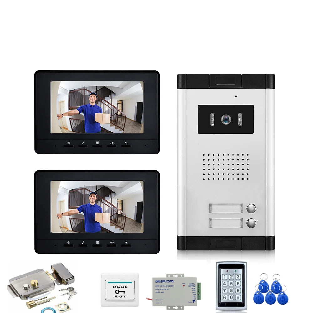 Home Video Doorbell Security Doorphone Wired 2/3/4/5/6/8/10/12 Units Apartment Two-way Audio Visual Intercom System