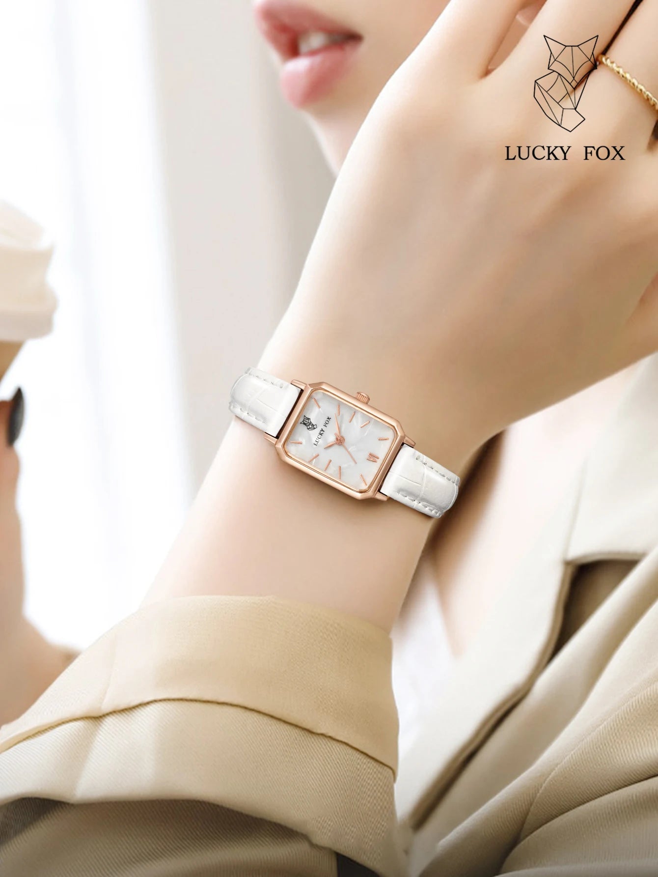 LUCKY FOX Women Watches Fashion Green Square Leather Quartz Watch Luxury Ladies Wristwatch Girlfriend Gift
