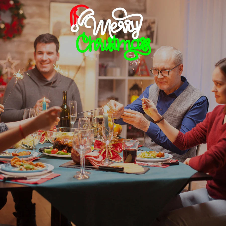 Merry Christmas Neon Sign for Wall Decor,Christmas Neon Sign with Xmas Tree and Santa Hat for  Living Room Home Party Decor