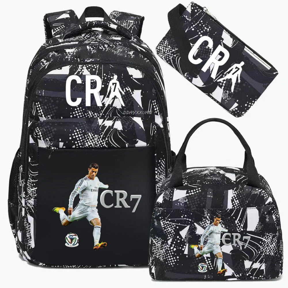 Football CR7 Cosplay School Bags School Backpack Laptop Teenager Boys Girls Schoolbags 3pcs/set