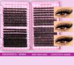 GROINNEYA DIY Lash Clusters Set Mixed Tray Lashes Kit Fluffy Individual Lashes Extension with Lash Bond and Seal At Home Makeup
