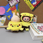For/Cloth 17cm Labubu New Mini Plush Doll Clothing Set Cute Pikachu Suit Cartoon  Vinyl Doll Kpop Idol Doll Clothing Accessories