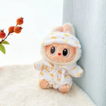 Labubu Mini Pajamas with Eye Mask Three-piece Kawaii 15-17cm V1 V2 Labubu Clothes Cute Idol Plush Doll Accessories
