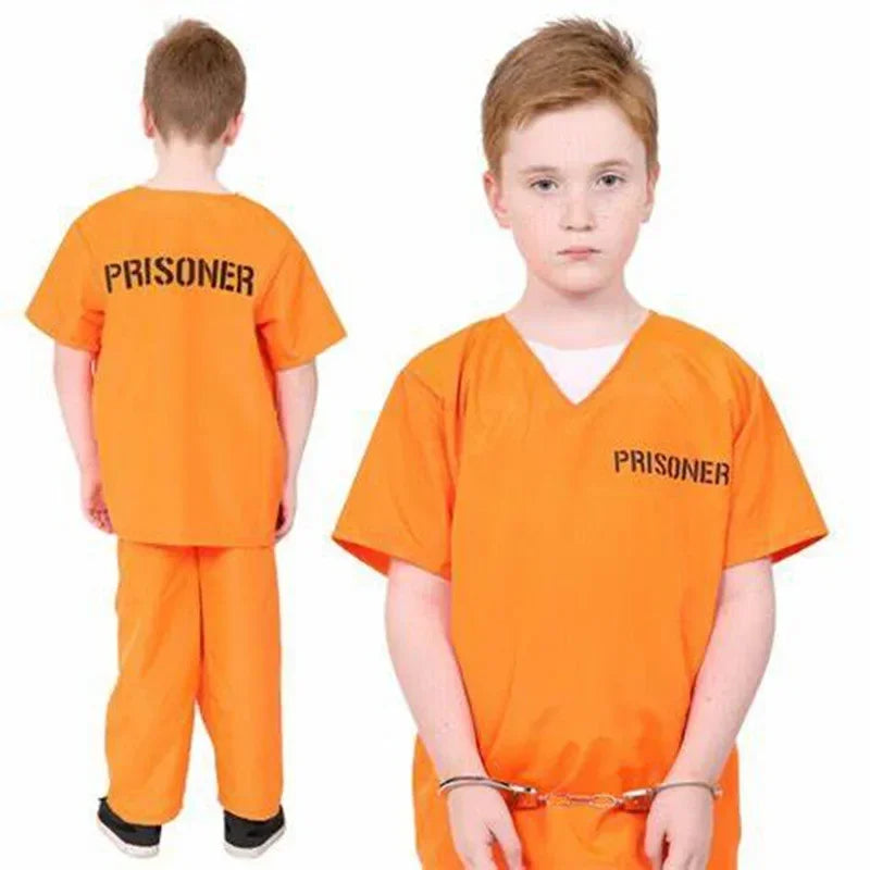 2025 Halloween Adult Inmate Costume Orange Prisoner Jumpsuit Jailbird Outfit for Halloween Orange Prisoner Costume Men Jail