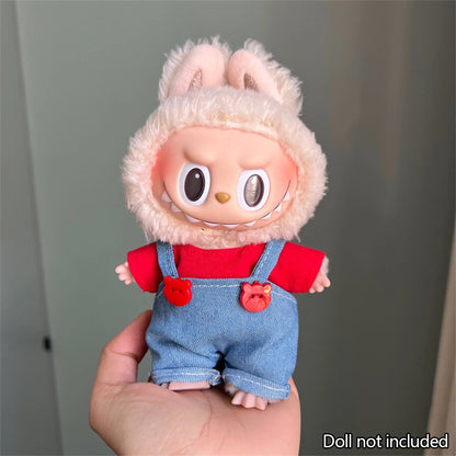 17cm Mini Plush Doll'S Clothes Outfit Accessories For Korea Kpop Labubu V1 V2 V3 Christmas onesie hat set Clothing