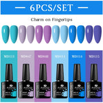 MSRUIOO 6pcs Nude Pink Gel Nail Polish Set Glitter Colorful Semi Permanent UV Gel Kits DIY Nail Art Painting Varnish Manicure