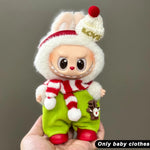17cm Mini Plush Doll'S Clothes Outfit Accessories For Korea Kpop Labubu V1 V2 V3 Christmas onesie hat set Clothing