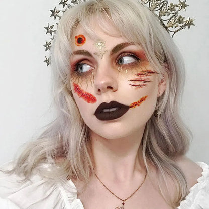 30pcs Waterproof Halloween Tattoo Stickers Bleeding Wound Scar Temporary Tattoos for Women Men Fake Tattoo For Halloween Party