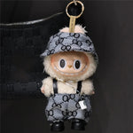 17cm For Labubu Doll Clothing Skirt Bowhair Accessory Set Retro Bib Pants Clothes Luxury Messenger Bag Shoes Set Sitting Party