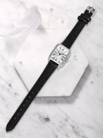 Fashion Rectangle Quartz Wrist Watch for Women Luxury Brand Roman Dial Leather Strap  Ladies Watches Clock