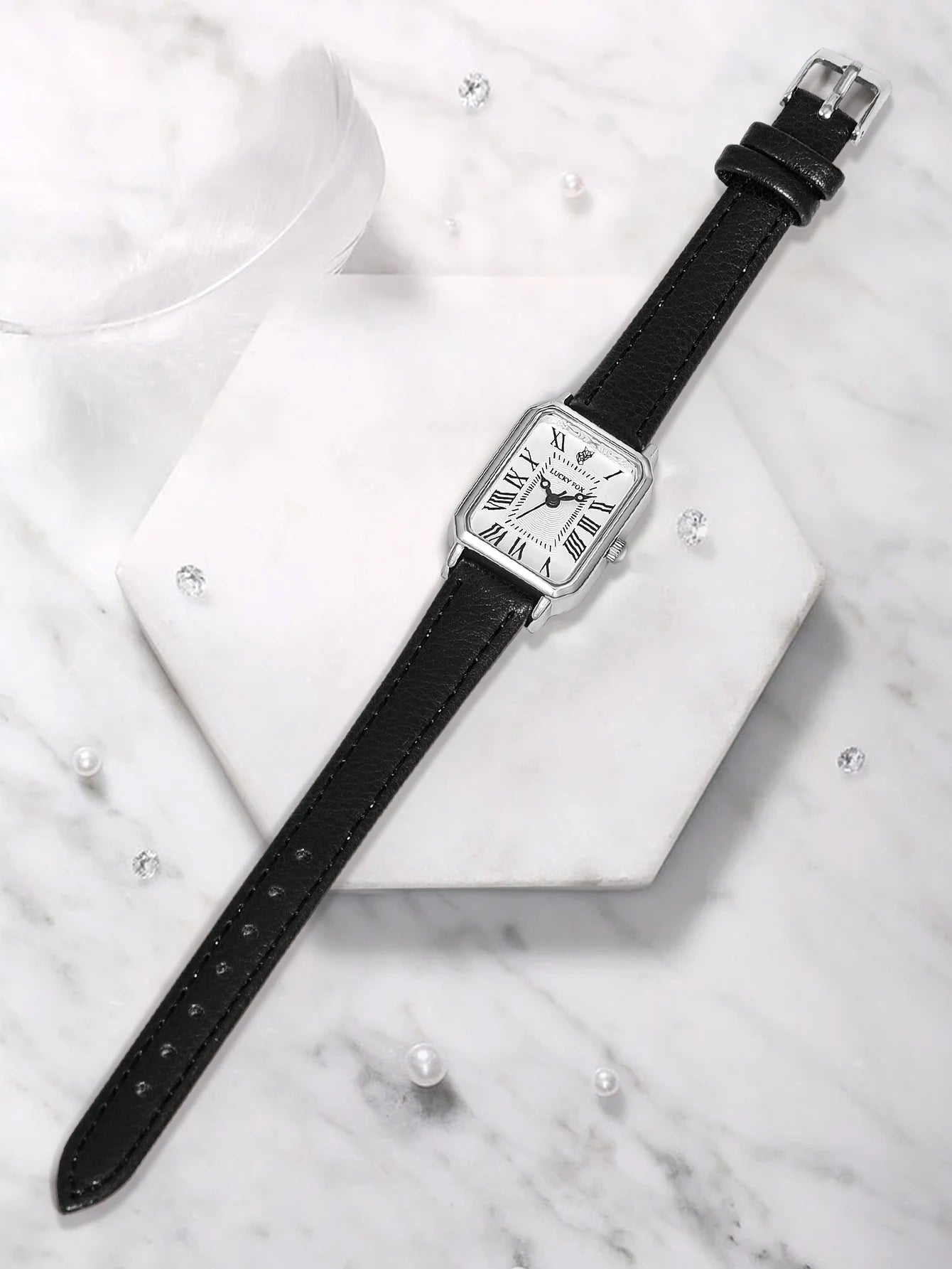 Fashion Rectangle Quartz Wrist Watch for Women Luxury Brand Roman Dial Leather Strap  Ladies Watches Clock