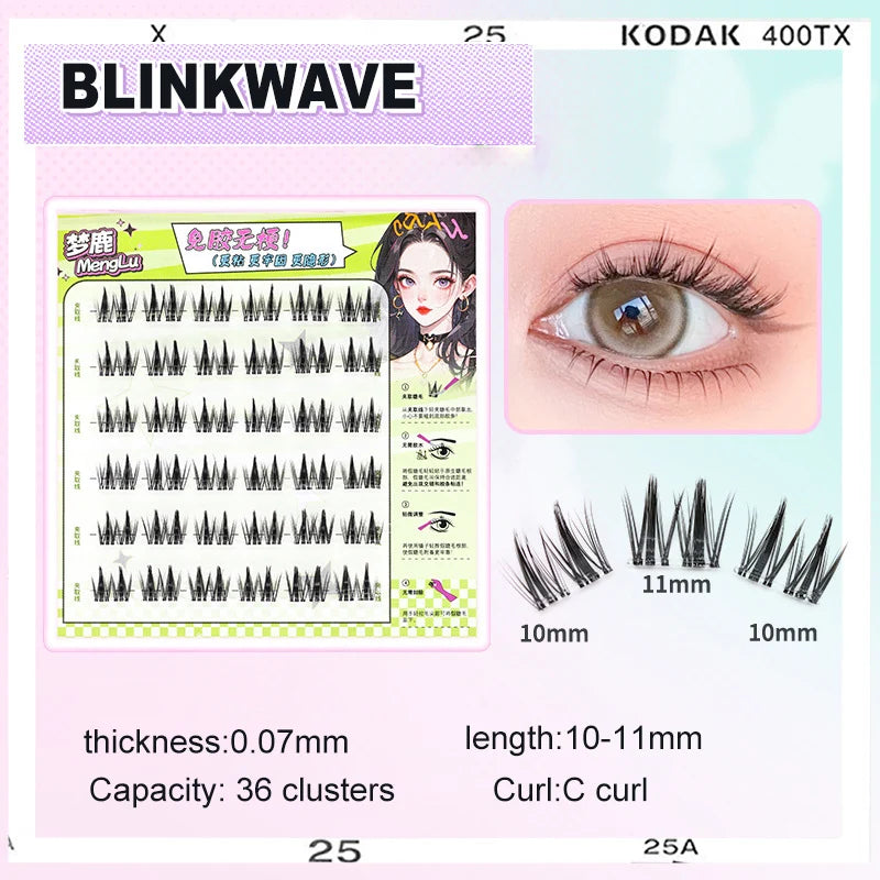 Upgraded Sunflower False Eyelashes No Glue Fake Lashes  Natural Reusable Band-Free Lashes Manga Lash Makeup Korean