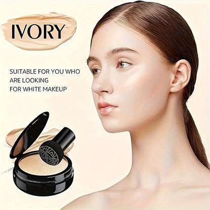 Mushroom Head Air Cushion,CC Cream Foundation Moisturizing Concealer Waterproof Oil Control Long-Lasting Nude Makeup with Makeup