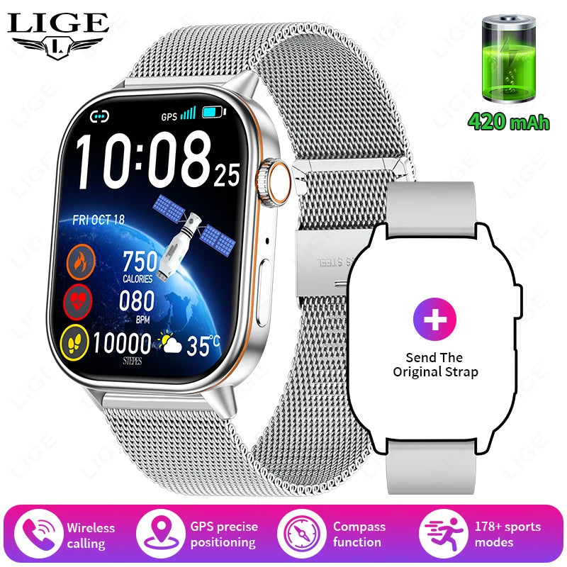 LIGE 2025 For Android IOS GPS Smart Watch Women 2.01