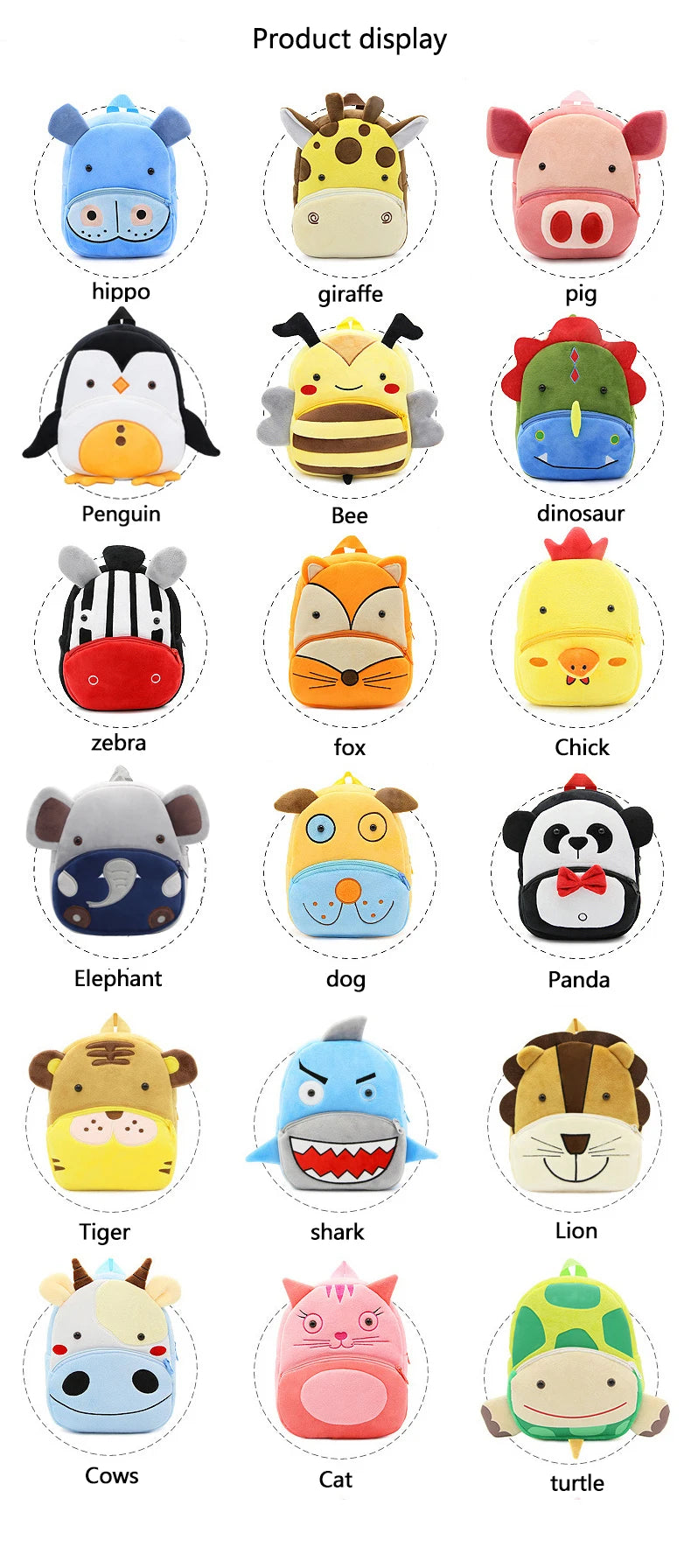 Cute Animals Cartoon Plush Children Backpacks Schoolbag Girls Boys casual Baby Bags