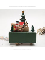 Creative Wooden Christmas Deer  Snowman Train  Music Box Handmade  Carousel Toy  Decoration Gift For Kids